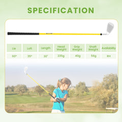 Individual Gold Club for Boys and Girls with Fiberglass Shaft and Headcover-Yellow