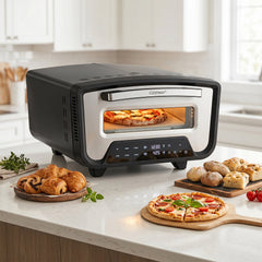 Indoor Electric Pizza Oven for 12 inches Pizzas with 8 Presets-Black