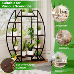 Indoor Plant Stand 63 inches Tall 10-Tier Corner Metal Plant Shelf Large Flowerpot Holder-Brown