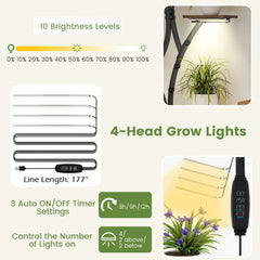 Indoor Plant Stand with Grow Lights 58 inches Tall 8-Tier Corner Metal Plant Shelf-Set of 2