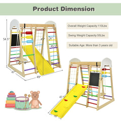 Indoor Playground Climbing Gym Wooden 8-in-1 Climber Playset for Children-Multicolor