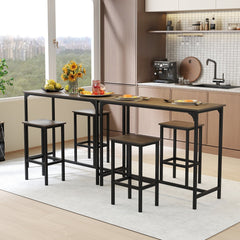 Industrial 3-Piece 47.5 inches Counter-Height Dining Table and 2 Bar Stools-Gray