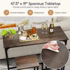 Industrial 3-Piece 47.5 inches Counter-Height Dining Table and 2 Bar Stools-Gray