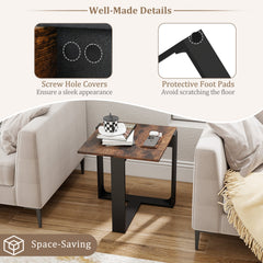 Industrial Sofa End Table with Metal Frame-2