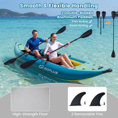 Inflatable 2-person Kayak Set with Aluminium Oars and Repair Kit-Green