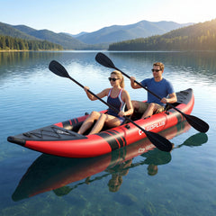 Inflatable 2-person Kayak Set with Aluminium Oars and Repair Kit-Red