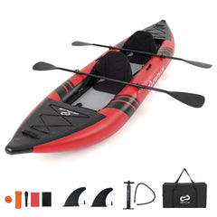 Inflatable 2-person Kayak Set with Aluminium Oars and Repair Kit-Red