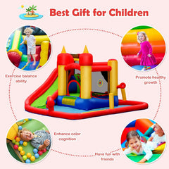 Castle Inflatable Water Park with Throwing Goal, 30 Ocean Balls and 740W Blower