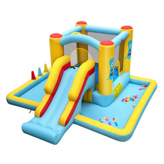 Inflatable Bounce House 7-in-1 Bouncy Castle with Slide and Tunnel without Blower