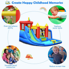 7-in-1 Inflatable Water Park with Soccer Game, Ball Shooting and 740W Blower