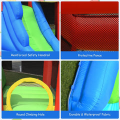 7-in-1 Inflatable Water Park with Soccer Game, Ball Shooting and 740W Blower