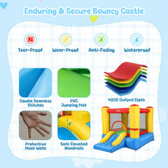 Inflatable Bounce House with Basketball Rim and 370W Blower