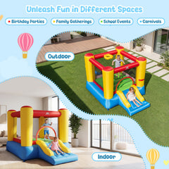 Inflatable Bounce House with Basketball Rim and 370W Blower