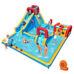 Giant Inflatable Water Park with 330 lb Capacity, Mesh Walls and 750W Blower, Ages 3 to 12