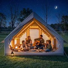 Inflatable, Easy Setup 4 Season Waterproof Oxford Camping Tent for Camping with Stove Jack for 6-10 Person-Beige