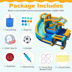 9 in 1 Inflatable Water Park with Water Cannon and Snack Counter, Blower Not Included