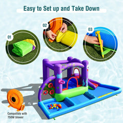 Octopus Inflatable Water Castle with Trampoline, Ball Pit and Splash Pool, No Blower