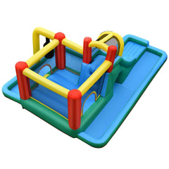 6-in-1 Inflatable Bounce House with Extra Long Slide, Tunnel and Pendulum, Blower Included