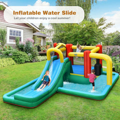 6-in-1 Inflatable Bounce House with Extra Long Slide, Tunnel and Pendulum, Blower Included