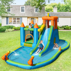 Castle Inflatable Water Park with 19.5 ft Frame, Safety Netting and Blower Included