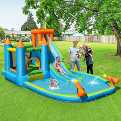 Castle Inflatable Water Park with 19.5 ft Frame, Safety Netting and Blower Included