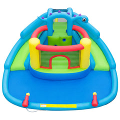 Dinosaur Themed Inflatable Water Park with Double Slides and Blower Included, Ages 3 to 10