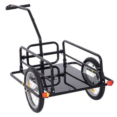 Folding Bicycle Cargo Trailer Utility Bike Cart Carrier for Garden Patio with Hitch Black