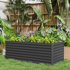 5' x 3' x 2' Raised Garden Bed, Galvanized Planter Box for Growing Flowers, Herbs and Vegetables, Black