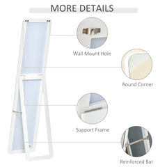 Full Length Mirror for Bedroom, Free Standing Dressing Mirror, Wall Mirror with Wood Frame, 15" x 61", Light Walnut