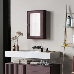 Bathroom Mirror Cabinet, Wall Mounted Medicine Cabinet with Door and Shelves, White