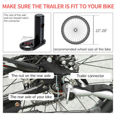 Bike Cargo Trailer Bicycle Luggage Carrier Cart with Cover Black Red