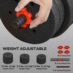 44lbs 2-in-1 Adjustable Dumbbells Weight Set, Dumbbell Hand Weights Barbell for Body Fitness, Lifting Training for Home, Office, Gym, Black and Red