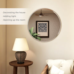 24" Decorative Wall Mirror for Bedroom Living Room, Modern Round Bathroom Mirror for Home Decor, Black