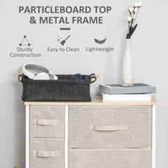 Dresser with 7 Drawers, Chest of Drawers with Metal Frame, Fabric Dresser for Living Room, Light Grey