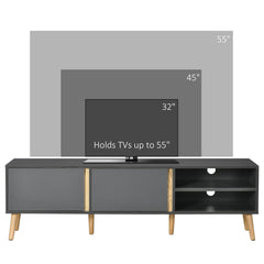 TV Stand for TVs up to 55", TV Cabinet with Shelves and Cable Holes, Entertainment Unit for Living Room, Dark Grey