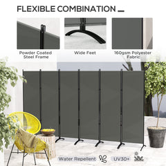 6 Panel Folding Room Divider, UV30+ Privacy Screen, Indoor Outdoor Privacy Panel with Stable Base, Beige