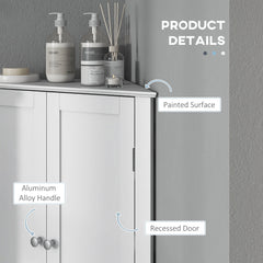 Modern Bathroom Storage Cabinet, Corner Cabinet with Doors, Bathroom Cabinet with Adjustable Shelf and Recessed Door, White