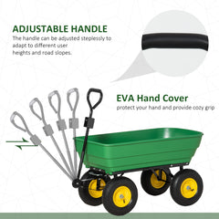 Garden Dump Cart Heavy Duty 440lbs Wagon with Steel Frame and 10'' Pneumatic Tires, Green