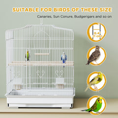 23" Bird Cage, Finches Canaries, Parrot Cage with Doors Perches, 2 Feeder Pet Supplies, White