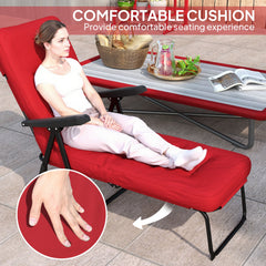 Outdoor Lounge Chair with Padded Cushion, Folding Reclining Patio Garden Chair with Recline Back, Footrest, for Poolside, Patio, Blue