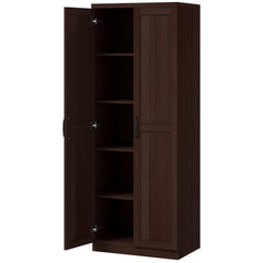 63" Kitchen Storage Cabinet, 5-tier Pantry Cabinet with Doors and Adjustable Shelves for Dining Room, Black
