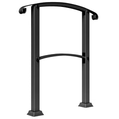 2-3 Step Handrails for Outdoor Steps, Metal Outdoor Stair Railing, Porch Deck Railing with Installation Kit, Black