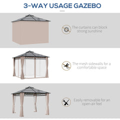 10' x 10' Outdoor Hardtop Gazebo Canopy w/ Double PC Roof, Steel Frame, Nettings, Curtains for Garden Lawn Deck, Black