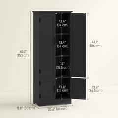 48" 4-Door Storage Cabinet Multi-Storey Large Space Pantry with Adjustable Shelves Black