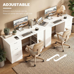 Computer Desk, 47" Writing Table with 3-Tier Shelves and 3 Reversible Drawers for Home Office, Bedroom, Black