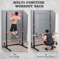 Adjustable Barbell Power Rack Squat Stand Strength Training Fitness Pull Up Weight Cage Home Gym Black