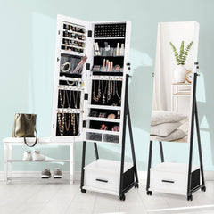 Jewelry Cabinet with Full-Length Mirror-White