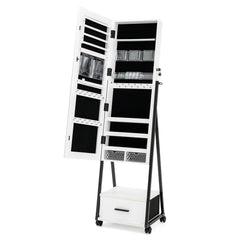 Jewelry Cabinet with Full-Length Mirror-White