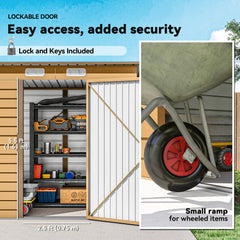 6 x 4FT Galvanized Garden Storage Shed, Metal Outdoor Shed with Double Doors and 2 Vents, Grey