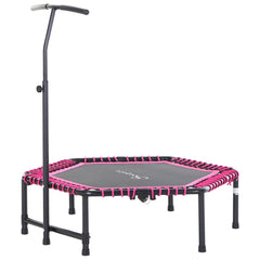 48" Adult Hexagon Rebounder Trampoline Fitness Bungee Jumping Cardio Trainer Outdoor Bouncer Jumper Adjustable Bar Pink